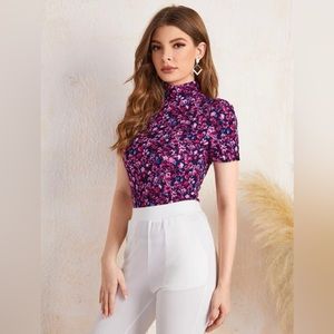 Modely High Neck Ditsy Floral Top
